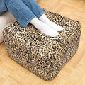 20x20x14 Inches Fluffy Square Pouf Ottoman - Plush Furry Boneless Ottoman Foot Rest Stool with High-Density Foam, Versatile Floor Seating for Living Room (Leopard Print)
