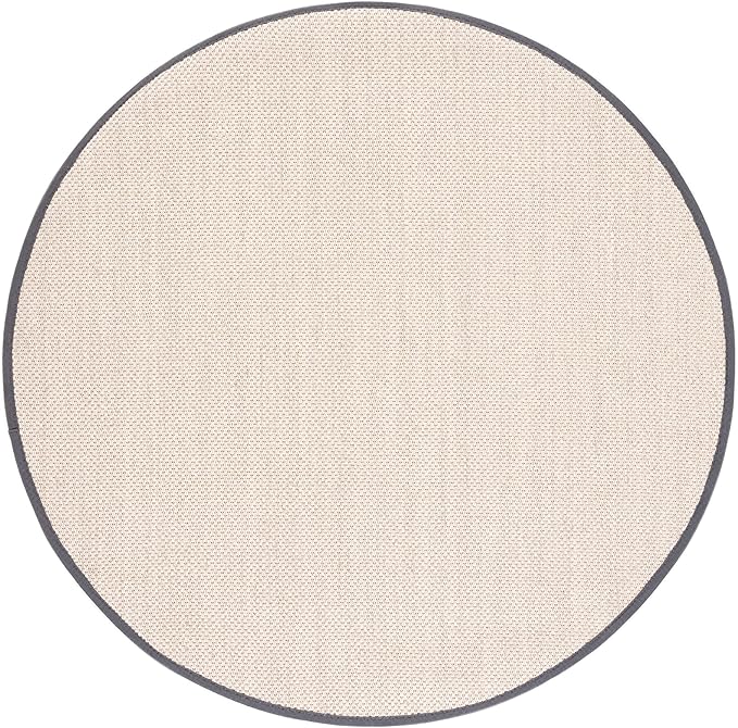 SAFAVIEH Area Rug 10' Round - Natural Fiber Collection - Marble & Beige, Sisal, Woven Design with Border (NF143C)