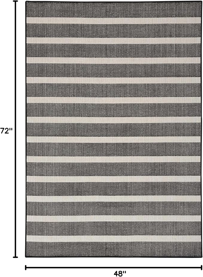Nourison Home Positano Black Ivory 4' x 6' Area Rug - Easy Clean, Non Shedding, Bed Room, Living Room, Dining Room, Kitchen (4' x 6')