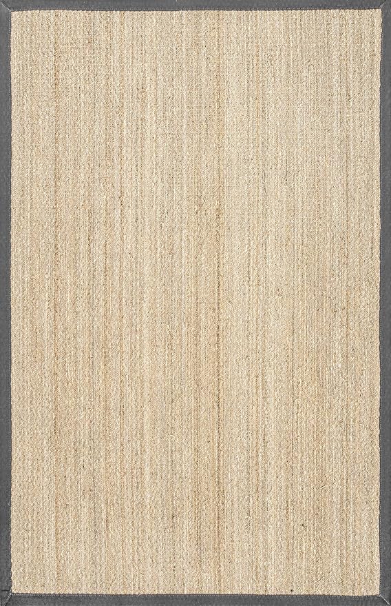 Nuloom Elijah Dark Grey/Natural, 4' x 6', Basketweave, Seagrass, Soft and Textured, High Traffic, Stain Resistant, Easy Clean, Durable Area Rug for Bedroom, Living Room, Dining, Den, Foyer, Entryway