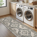 Washable Runner Rug 2x6 Runners for Hallways, Ultra-Thin Carpet Runners for Entryway Anti Slip Backing Runner Rugs for Kitchen Laundry Room Indoor Hallway (Black/Beige)