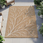Washable Indoor Outdoor Rug 8x10 Modern Area Rugs Branch Pattern Non Shedding Waterproof Easy Clean Patio Deck Porch Living Room Bedroom Garden RV (8 X 10 Natural)