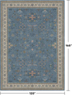 Blue Big Rugs for Living Room - Dusty Blue 10x14 Area Rug for Large Bedroom, Dining Room, Washable Lightweight Low Pile Foldable Eclectic Modern Floral Home Décor