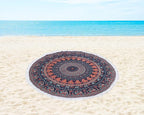 Round Beach Tapestry Turquoise Mandala Throw/Boho Hippie Beach Blanket Roundie/Indian Cotton Bohemian Large Round Table Cloth-Home Decor/Yoga Mat Meditation Picnic Rug (70", Brown)