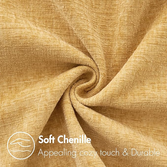 MIULEE Pack of 2 Couch Throw Pillow Covers 20x20 Inch Soft Gold Chenille Pillow Covers for Sofa Living Room Spring Home Decor Couch Solid Dyed Cases