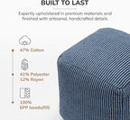 Anji Mountain Pouf Ottoman Foot Rest, Handmade Ottoman Pouf, Comfortable Foot Stool, Decorative Floor Seating for Living Room Decor, Bedroom & Home Décor Accent - Sailor Blue
