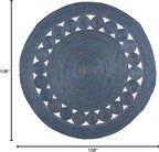 SAFAVIEH Area Rug 9' Round - Natural Fiber Collection - Large - Navy, Handmade Jute, Boho Farmhouse Braided Design (NF364N)