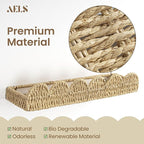 AELS Scalloped Nursery Bookshelf, Set of 4, Picture Ledge Shelf for Wall Decor, Woven Straw Paper Floating Shelves for Books, Toys, Photo Frames, Nursery, Boho Modern Farmhouse Book Shelf, Beige