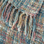 Multi-Color Pink Blue Cable Woven Throw Blanket for Couch,60"X80" Boho Style Textured Blankets for Home Decor,Super Soft Warm Cozy Chunky Blanket with Decorative Tassels for Bed