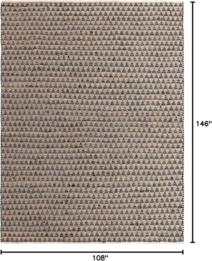 Unique Loom Chindi Jute Collection Area Rug (9' x 12' 2" Rectangle, Black/ Natural)