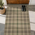 3x4 Washable Rug Indoor Door Mat - Large Entryway Rug, Non Slip Farmhouse Decor for Kitchen Floor, Non Shedding Easy Jute Beige & Sage Decor