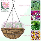 Sorbus 4 Pack Metal Hanging Planter Basket Huge 12 Inch Hanging Flower Pot Basket & Coco Coir Liner for Indoor/Outdoor Garden Décor, Perfect for Home, Garden, Patio, Deck (Black)