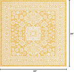 Rugs.com Outdoor Aztec Collection Rug – 8 Ft Square Yellow Flatweave Rug Perfect for Living Rooms, Kitchens, Entryways