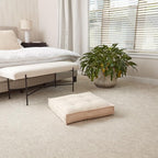 Square Tufted Floor Pillow with Removable Cover, Cream, Small (24")