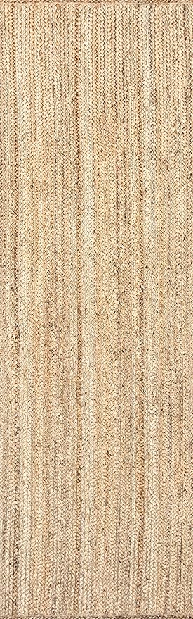 nuLOOM 2x6 Rigo Jute Hand Woven Area Rug, Natural, Solid Farmhouse Design, Natural Fiber, For Bedroom, Living Room, Dining Room, Hallway, Office, Kitchen, Entryway