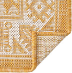 Rugs.com Outdoor Aztec Collection Rug – 6 Ft Runner Yellow Flatweave Rug Perfect for Hallways, Entryways