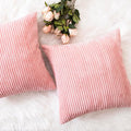Home Brilliant Pillow Covers 20x20 Decorative Soft Velvet Corduroy Striped Square Throw Pillow Pack of 2 Cushion Cover for Bench, 50 x 50 cm, 20 x 20 Inch, Baby Pink