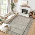 GarveeHome Scalloped Washable Rug 8x10 Rugs for Living Room Modern Bedroom Rug Large Area Rug Non Slip Throw Rugs Soft Low Pile Stain Resistant Carpet for Nursery Classroom Dining Room 8'x10' Brown