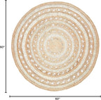 SAFAVIEH Natural Fiber Collection Area Rug - 5' Round, Ivory & Natural, Handmade Boho Charm Farmhouse Jute, Ideal for High Traffic Areas in Living Room, Bedroom (NF169B)