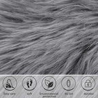 Softlife Grey Faux Fur Sheepskin Chair Cover Seat Cushion Pad Super Soft Area Rugs for Living Bedroom Sofa Dorm (1.6ft x 1.6ft)