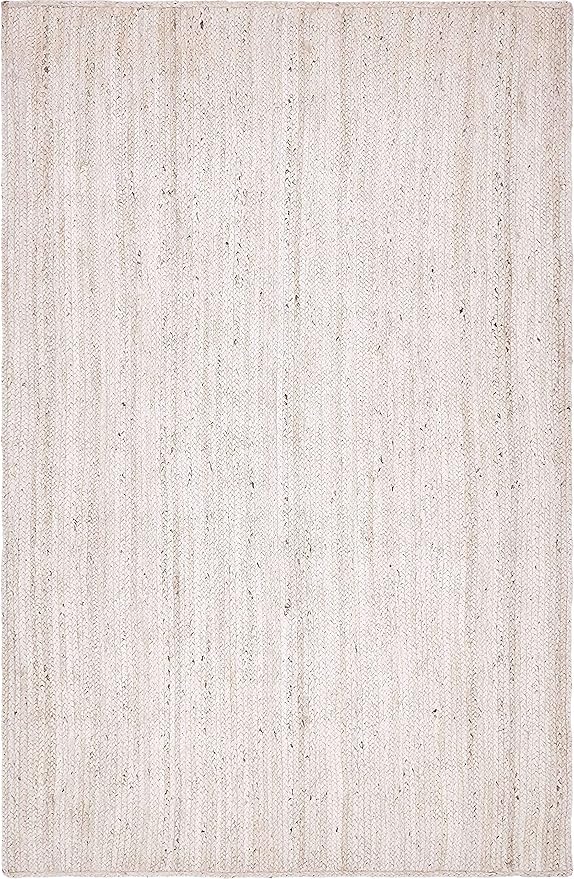 Unique Loom Braided Jute Collection Area Rug - Dhaka (5' 1" x 8' Rectangle, White)