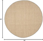 SAFAVIEH Area Rug 3' Round - Natural Fiber Collection - Natural & Grey, Seagrass, Basketweave Pattern with Border (NF114P)