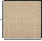 SAFAVIEH Area Rug 6' Square - Natural Fiber Collection - Natural & Black, Seagrass, Basketweave Pattern with Border (NF114C)