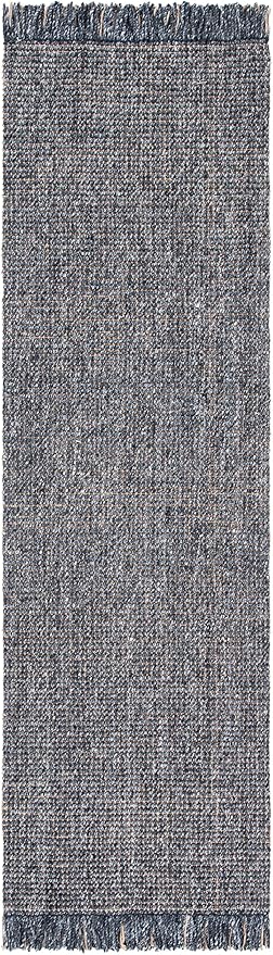 SAFAVIEH Natural Fiber Collection Runner Rug - 2'3" x 10', Charcoal & Natural, Handmade Woven Fringe Jute, Ideal for High Traffic Areas in Living Room, Bedroom (NF826H)