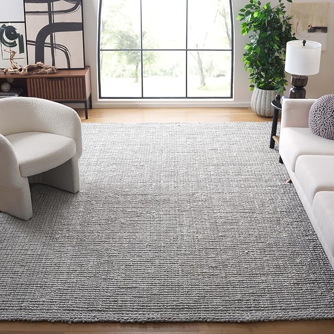 SAFAVIEH Area Rug 8x10 - Natural Fiber Collection - Large - Grey, Handmade Jute, Farmhouse Style, Ideal for Living Room, Bedroom, Dining Space (NF730F)