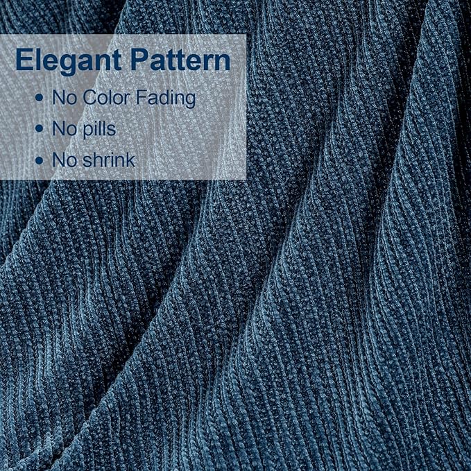 Blagic Blue Throw Blanket for Couch Soft Farmhouse Chenille Boho Throw Blanket with Tassels Home Decorative Lightweight Throw Blankets, Throws for Bed/Chair/Sofa, Stripe Textured (Dark Blue,50"x60")