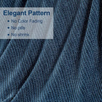Blagic Blue Throw Blanket for Couch Soft Farmhouse Chenille Boho Throw Blanket with Tassels Home Decorative Lightweight Throw Blankets, Throws for Bed/Chair/Sofa, Stripe Textured (Dark Blue,50"x60")