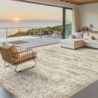 Washable Area Rug 8x10, Large Soft Rugs for Living Room Vintage Area Rugs for Bedroom Dining Room Non-Slip Stain Resistant Brown Under Table Rug