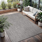 Washable Indoor Outdoor Rug 5x7 Weather Resistant Area Rugs Modern Solid for Porch Deck Balcony Backyard Patio Outside Carpet (5 X 7 Silver Grey)
