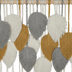 Large Macrame Wall Hanging Decor – Handmade Cotton Cord Boho Room Decor for Bedroom, Nursery, Office – 39” W x 29.5” L (Silver, Gold, White)