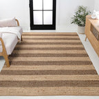JONATHAN Y Jayden Woven Jute Stripe Natural/Brown Indoor Area Rug, 5x8, Rustic, Farmhouse, Traditional, Lodge, Easy-Cleaning for Living Room, Bedroom, Kitchen, Non-Shedding (NRF202A-5)