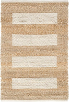 Dash and Albert Milo Jute & Cotton Area Rug - 9.5 X 13.5 Ivory Stripe Handwoven Accent Rug - Durable, Low Pile, Guest Room, Home Office, Dining Room - Premium Luxury Hotel Quality Soft Breathable
