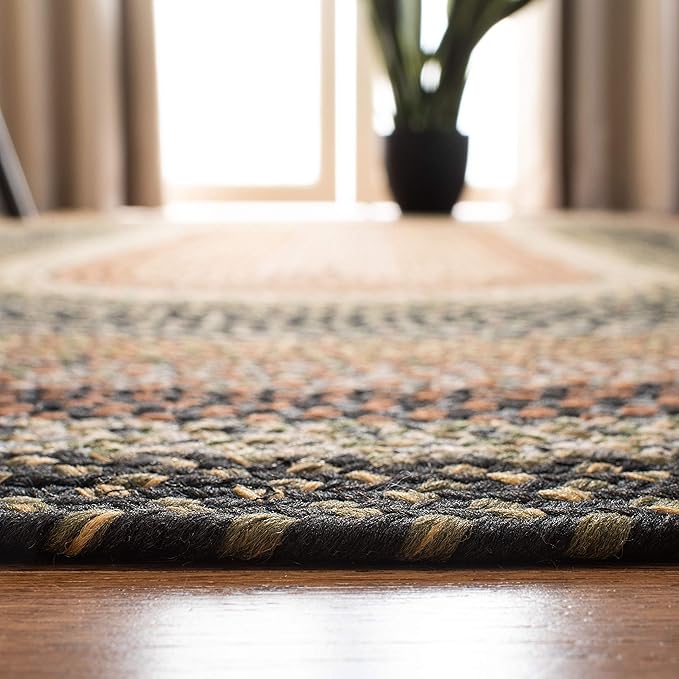 SAFAVIEH Washable Rug Outdoor Braided Collection - 9' Round, Multi, Handmade & Reversible, Non-Shedding & Easy to Clean, Ideal for Patio, Backyard, Mudroom (BRD308A)
