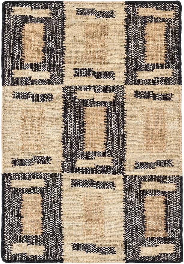 Dash and Albert Cassia Handwoven Jute Rug, 3 X 5 Feet, Black/Neutral Geometric Pattern - Premium Luxury Hotel Quality Soft Breathable Hypoallergenic Machine Washable Easy Care All Season