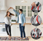Kitchen Mats for Floor Modern Abstract kitchen rugs Grey and Red Stripe Anti Fatigue Kitchen Mats Waterproof Floor Mats Cushioned Non-Skid Standing Mats for Kitchen, Set of 2,17.3 x 28+17.3 x 47