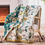 Boho Throw Blanket for Bed - 100% Cotton Ultra Soft Luxury Throw Rustic Fall Quilt,Bird Printed Farmhouse Decor Bed Blankets,Throw for Living Room Sofa Couch Chair(Flower-Bird, 60" x 75")