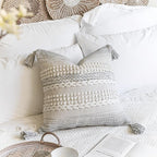 BlissBlush Gray Decorative Throw Pillow Cover 22X22, Boho Accent Pillow for Couch, Square Modern Farmhouse Pillowcase for Living Room Couch Sofa Cushion Home Décor (Pack of 1)