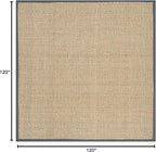 SAFAVIEH Area Rug 10' Square - Natural Fiber Collection - Large - Natural & Dark Grey, Seagrass, Basketweave Pattern with Border (NF114Q)