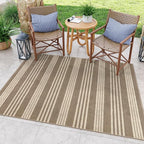 Lahome Elance Striped Non Shed Easy Jute Rug, 5x7 Large Living Dining Room Rug Washable Outdoor Patio Rug, Farmhouse Neutral Non Slip Stain Resistance Indoor Outdoor Carpet for Sunroom Bedroom, Khaki