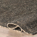 nuLOOM 5x8 Elfriede Jute & Cotton Hand Woven Area Rug, Charcoal, Solid Rustic Farmhouse Style, Weaved Design, Natural Fiber, For Bedroom, Living Room, Dining Room, Hallway, Office, Entryway