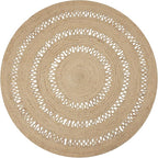 · REDEARTH · Round Area Rug - 6 Feet Braided Scalloped Earthy Trails Jute Rug- Artisan Made Boho Jute Patterned Rugs for Bedroom, Kitchen, Living Room, Farmhouse, Aesthetic, Handmade Vintage Décor