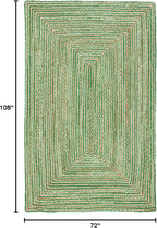 SAFAVIEH Area Rug 6x9 - Cape Cod Collection - Green & Natural Brown, Handmade Jute & Cotton, Woven Braided Design (CAP202Y)