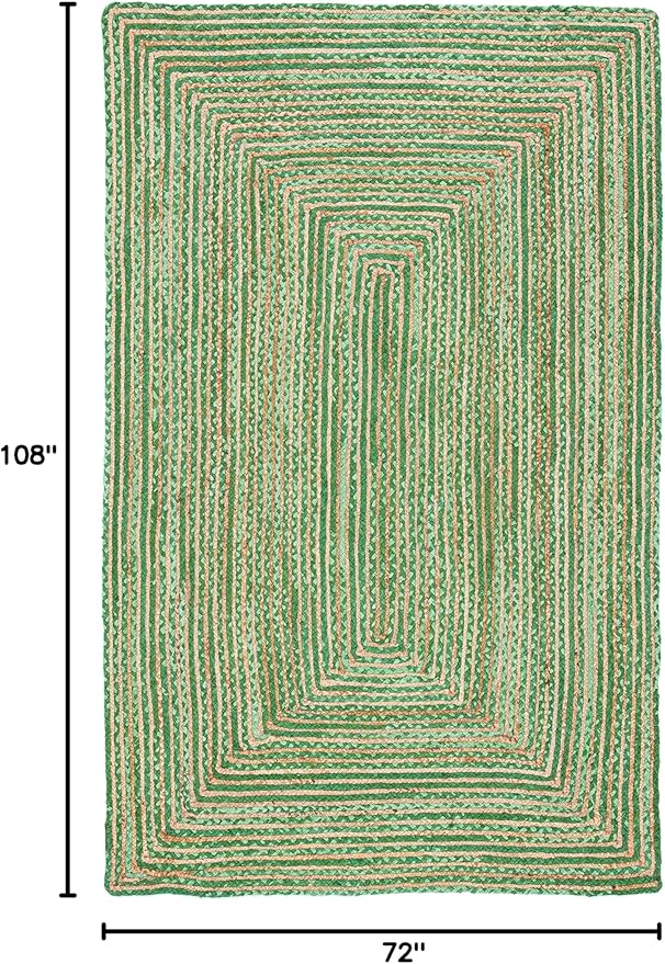 SAFAVIEH Area Rug 6x9 - Cape Cod Collection - Green & Natural Brown, Handmade Jute & Cotton, Woven Braided Design (CAP202Y)