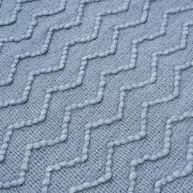 BATTILO HOME Throw Blanket for Couch, Textured Knit Throw, Bluish Grey Throws for Home Decor, Soft Blanket Throw for Bedroom Decor Housewarming Gifts, 50"x60"