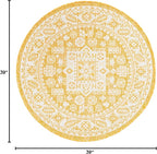 Rugs.com Outdoor Aztec Collection Rug – 3 Ft Round Yellow Flatweave Rug Perfect for Kitchens, Dining Rooms