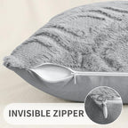 decorUhome Cozy Textured Euro Sham Throw Pillow Covers 22x22 Inch Set of 2, Soft Plush Faux Wool Grey Accent Couch Pillow Covers for Modern Farmhouse Sofa Bed Living Room